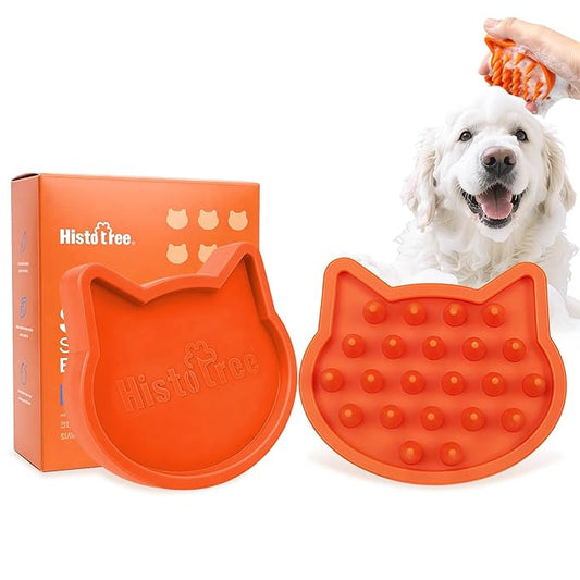 Orange Cat-Shaped Dog Bath Brush Dog Washing Brush Soft TPR Massage Shampoo Brush Pet Grooming Cleaning Tool for Small Medium Dogs and Cats Gentle Remove Loose Hair Deep Cleansing