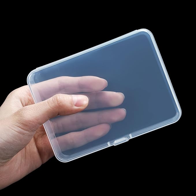 SATINIOR 48 Packs Clear Small Plastic Containers Transparent Storage Box with Hinged Lid for Small Items Crafts Jewelry (4.4 x 3.3 x 1.2 Inch)