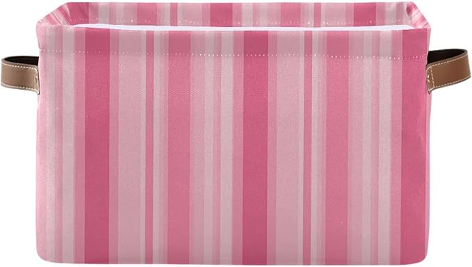 Kigai Storage Basket, Fabric Collapsible Closet Organizer Bin | Stripes Waterproof Foldable Canvas Basket with Handles for Shelves, Nursery, Closet, Bedroom & Bathroom