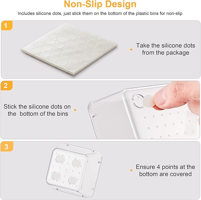 SMARTAKE 22-Piece Drawer Organizer with Non-Slip Silicone Pads, 5-Size | Clear Desk Bathroom Drawer Organizer Trays Storage Tray for Makeup, Jewelry, Utensils in Bedroom Dresser, Office and Kitchen