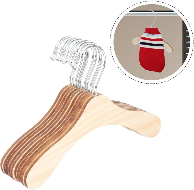 Levemolo 10pcs Solid Wood Pet Clothes Hangers 8.66 Inch Small Dog and Cat Portable Wooden Hangers Household Daily Use Replacement Pet Clothing Organizer