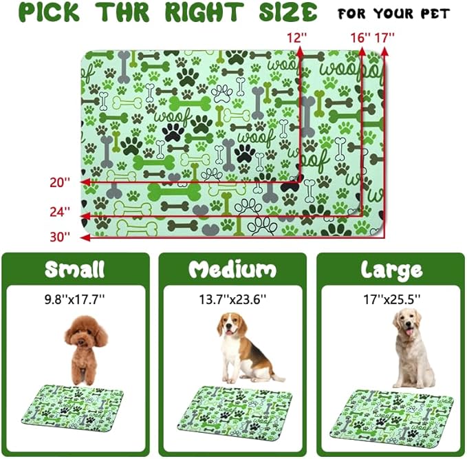 Dog Food Mats for Floors Waterproof, Pet Water Bowl Mats Pet Feeding Absorbent Placemats Green 16 * 24 inch