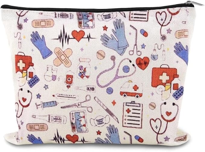 Family Medicine Travel Bag Small Pharmacy Organizer Medicine Bag Band Aid Ouchie Pouch Nurse Gifts for Nursing Student Pharmacist Dentist Doctor Gifts for Women Emergency Pouch Essential Storage Pouch