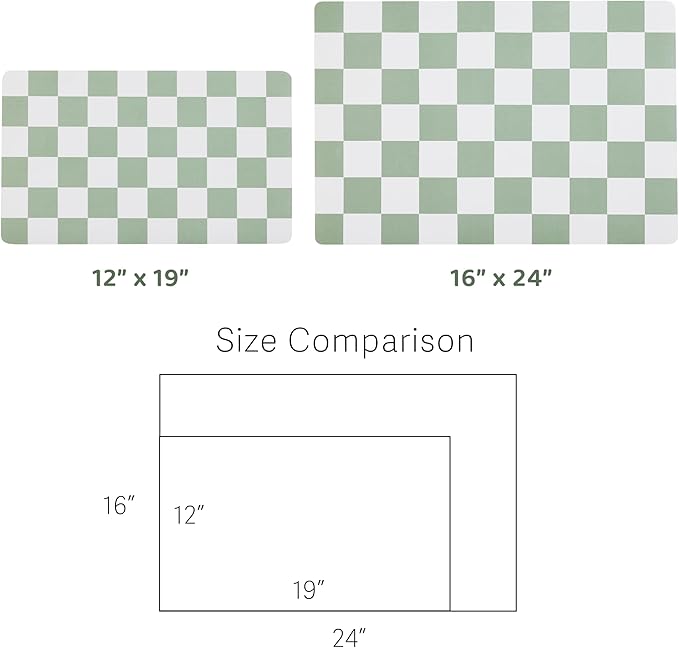 Ralxion Checkered Dog Feeding Mat, Absorbent Mats for Dog Food and Water Bowl, Dispenser, Retro Modern Aesthetic Sage Green Checkerboard Pet Placemat for Dogs, Cats, Puppy Accessories, 12" X19”