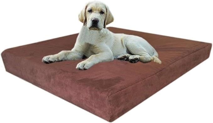 Dogbed4less Orthopedic Gel Memory Foam Pet Dog Bed, Waterproof Liner with External Microsuede Cover and Bonus Antislip Cover (Microsuede Gray, 55"X47"X4" Inches)