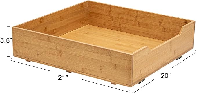 Household Essentials Glidez Bamboo and Steel Pull-Out/Slide-Out Storage Organizer for Under Cabinet Use - 1-Tier Design - Fits Standard Size Cabinet or Shelf, Natural