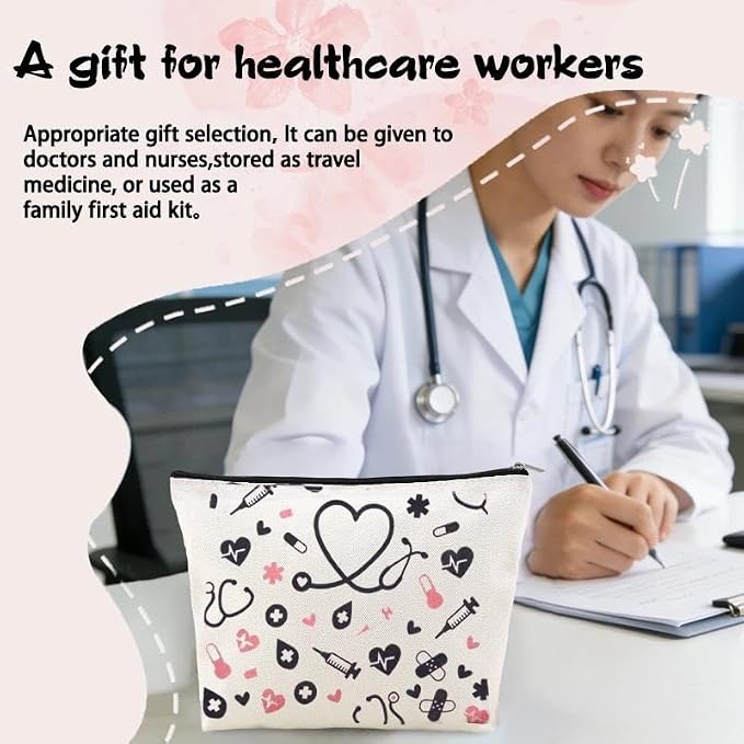 Small Home Medical Bag Pouch Nurse Pocket Protector Pouch Pharmacist Doctor Bag Accessories for Women Family Emergency Medical Kit Nursing Student Essential Supplies for Clinicals Canvas First Aid Bag