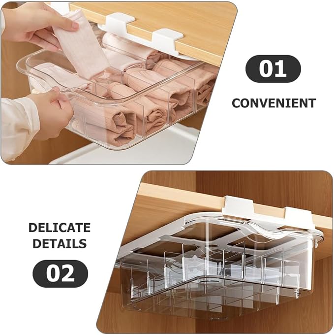 Cabilock 15grid Adhesive under Shelf Drawer Organizer for Underwear and Socks Storage Box Dividers for Easy Sorting Space-saving for Closet Organization
