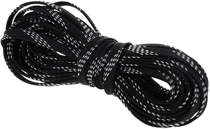 Heyiarbeit 10m/32.8ft PET Expandable Braided Sleeving 5/16-inch Width Flexible Wire Mesh Sleeve for USB Cable Power Cord Audio Video Cable - Protect Cat from Chewing Cords - Black Silver