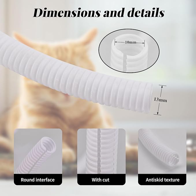 Cord Protector for Pet, Cable Protector from Chewing,10FT-White | Chew-Resistant Wires Covers Stop Chewing Wires from Rabbits, Cats Dogs and Other Small Pets