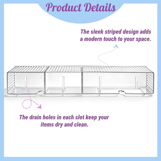 4 Pack Wall Mount Makeup Organizer, Adhesive Bathroom Shelves | 14" Long Narrow Cabinet Door Organizer with 3 Compartments, No Drilling Shower Floating Shelf for Bathroom Office