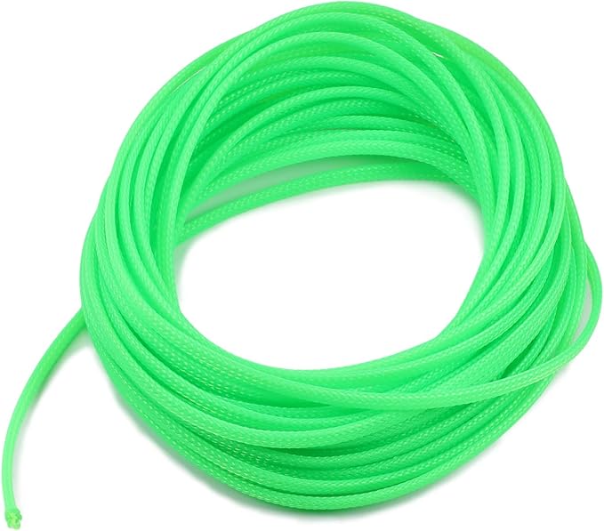Heyiarbeit 10m/32.8ft PET Expandable Braid Cable Sleeving Flexible Wire Mesh Sleeve Fluorescent Green 4mm