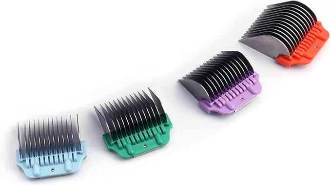 Dog Animal Stainless Steel Wide Clipper Attachment Guard Comb Set for A5 Series | Snap-On/Off Design Combs,Only Fir for 10W/15W/30W Wide Blade (Large 4-Piece)