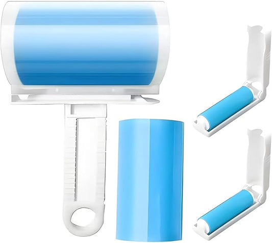 Reusable Sticky Lint Roller 4 Pack with Cover, Washable Portable Pet Hair Remover for Clothes, Travel, 2 Large and 2 Mini Size for Furniture, Car, Purse