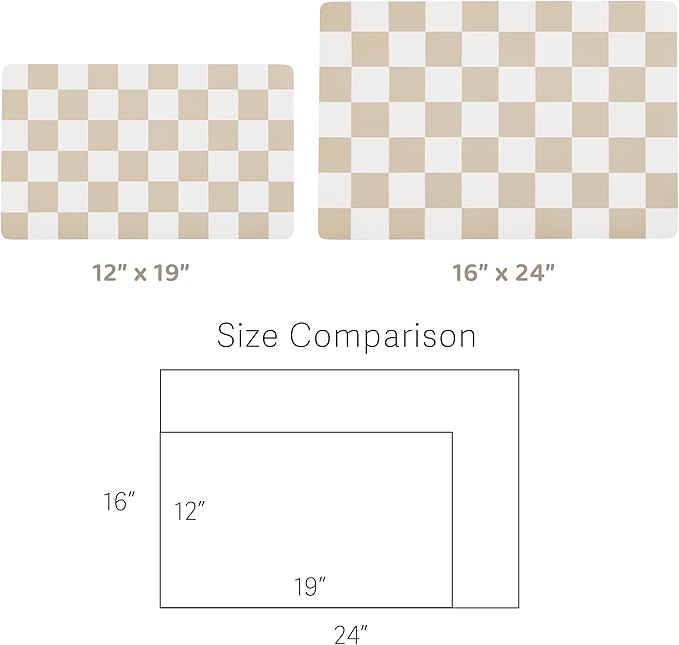 Ralxion Checkered Dog Feeding Mat, Absorbent Mats for Dog Food and Water Bowl, Dispenser, Retro Aesthetic Beige Khaiki Checkerboard Pet Placemat for Dogs, Cats, Puppy Accessories, 16" X 24”