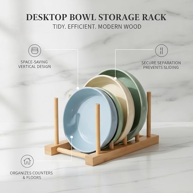 Organize Round Pet Bowls Vertically with This Compact Desktop Storage Rack, Multicolor PET Stand for Feeding Areas
