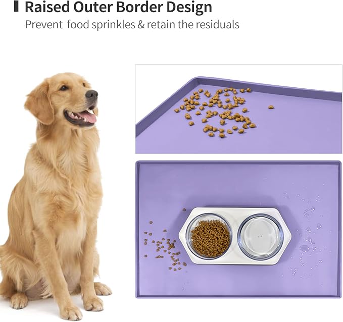 Silicone Dog Food Mat Waterproof Pet Feeding Tray for Large Dogs