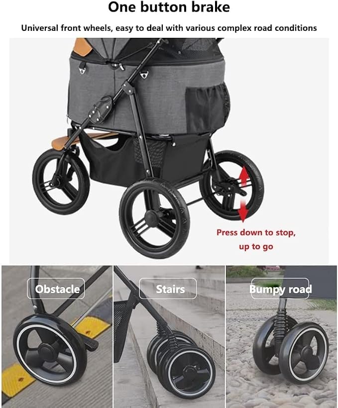 Pet Stroller Strolling Cart for Small Dogs Folding 3 in 1 Stroller for Cats 3 Wheels Travel Waterproof Puppy Strollers