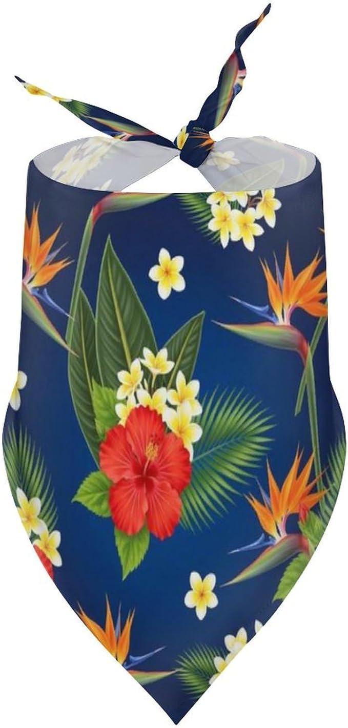 Washable Portable Bib with Adjustable Design for Pet Camping, Hiking, Running, Walking, Outdoor Activities Use (Floral Bird Tropical Paradise Hawaii Flowers)