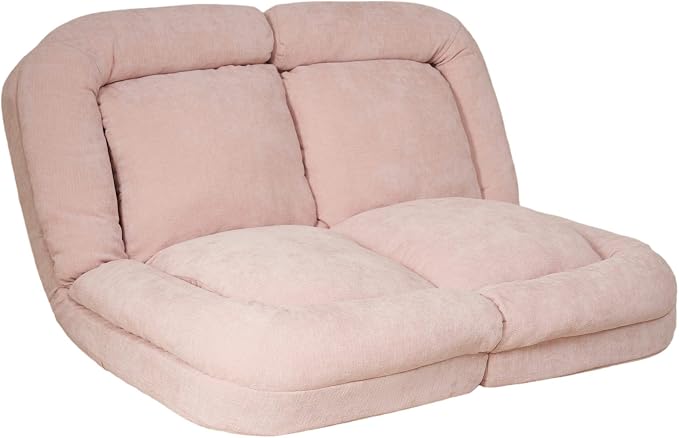Convertible Fold-Out Lazy Sofa Bed - Adjustable Human Dog Bed for Adults, Plush Upholstered Adjustable Sofa Couch with 18-Position Backrest, 2-Person Floor Sofa Bed, Space Saving Design