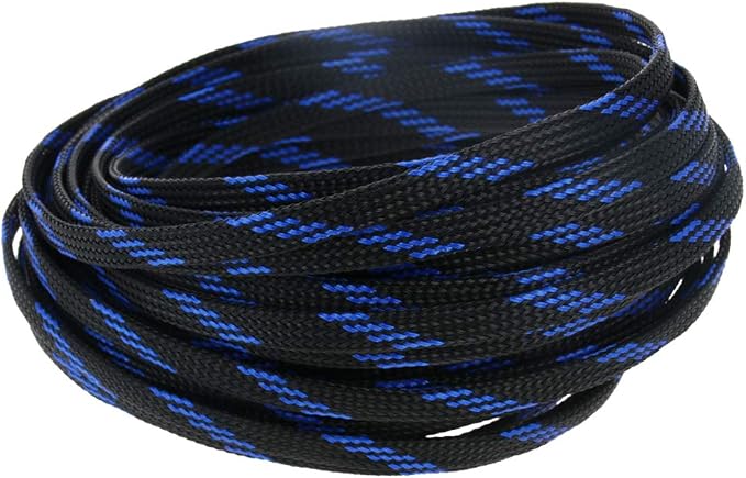 Heyiarbeit 10m/32.8ft PET Expandable Braid Cable Sleeving Flexible Wire Mesh Sleeve Dark Blue 6mm