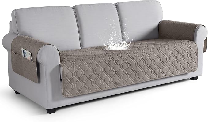 VANSOFY Waterproof Couch Cover for Pets, Khaki, 67.3" | Non-Slip, Washable, Utility Pockets, Pet Friendly, Furniture Protector Slipcover for 3 Cushion Couch
