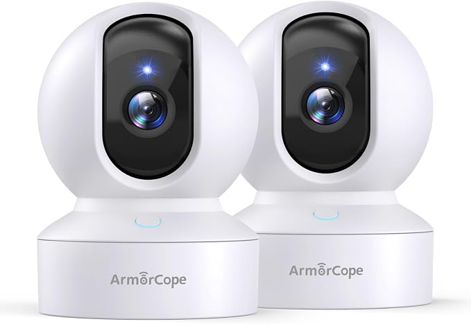 Armorcope Pet Camera, 2K HD Dog Camera with Phone APP, 360° Pan/Tilt View Puppy Cam, One Click Call for Baby Monitor, MagivPix Night Vision,Motion Tracking Alarm with Cloud/Local SD -2 Pack