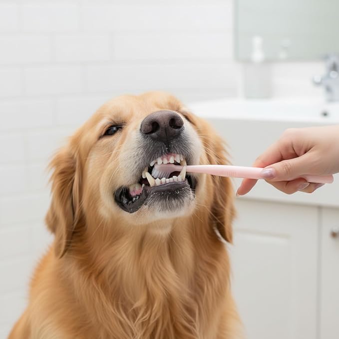 Cat Tooth Brush, 2PCS Small Dog Toothbrush Puppy Pet Toothbrush Cat Tooth Brush Dog Finger Toothbrushes Small Breed Soft Mini 13°Curved Head Teeth Brushes for Puppy Kitten Dogs, Pink
