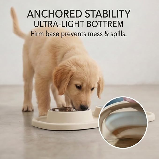 Slow Feeder Dog Bowls, Dog Bowl Set for Puppies, Small Dogs, and Cats – Silicone Non-Slip Food and Water Feeding Station, Spill-Proof Pet Dishes for Mess-Free Meals