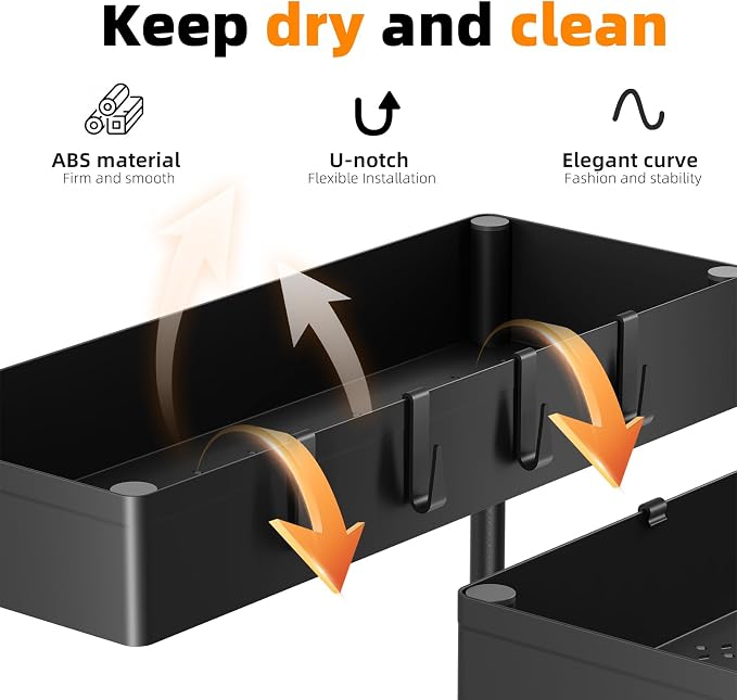 Simple Trending Under Sink Organizer 3 Pack 2-Tier Pull-Out Storage Cabinet | Multi-Use Sink Sliding Under Shelf Organizer with Hooks, for Kitchen Bathroom, Space Saving, Easy Assembly, Black
