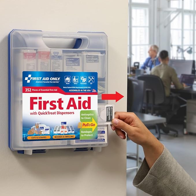 First Aid Only 91268 QuickTreat Dispenser Emergency First Aid Kit for Home, Work and Travel, 352 Pieces (Pack of 5)