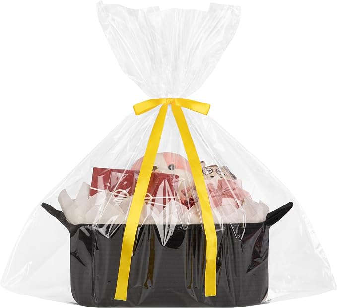 OIASKET Gift Basket Empty with Handle, Small Woven Baskets for Gifts Empty | 13.6"x10"x5.9", Baby Shower Toy Storage Baskets, Dog Toy Storage for Organizing, with Gift Bag Ribbon Tissue Paper
