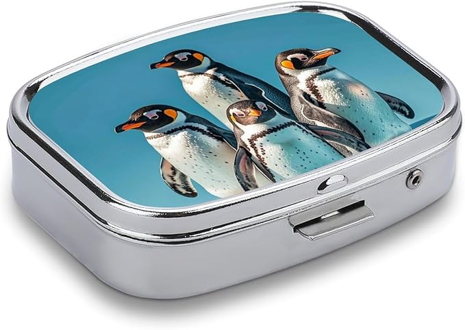 Animals Pill Box 2 Compartment Medicine Pill Case Portable Pill Organizer for Pocket Or Purse Decorative Metal Medicine Vitamin Organizer