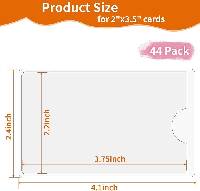 Storage Bin Labels, 2×3.5 in Index Card Holder, Clear Adhesive Pockets | 44 Pcs, Strong Adhesive, Waterproof & Clear, Removable with No Residue, for Tote Box Drawer, Library Classroom Organization