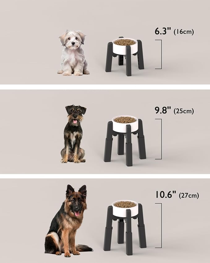 CZPET Dog Bowl Stand Full-Adjustable [2 Pack, Stand Only] | Elevated Pet Water & Food Feeder Stand for Medium and Large Pets, Raised Stable and Anti-Slip Raised Bowl