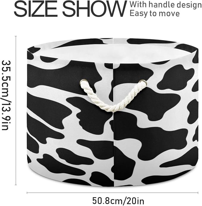 DOMIKING Large Storage Basket for Toys Cow White Texture Storage Bin Box Organizer Basket for Home Decor Pet Toy Blankets Nursery
