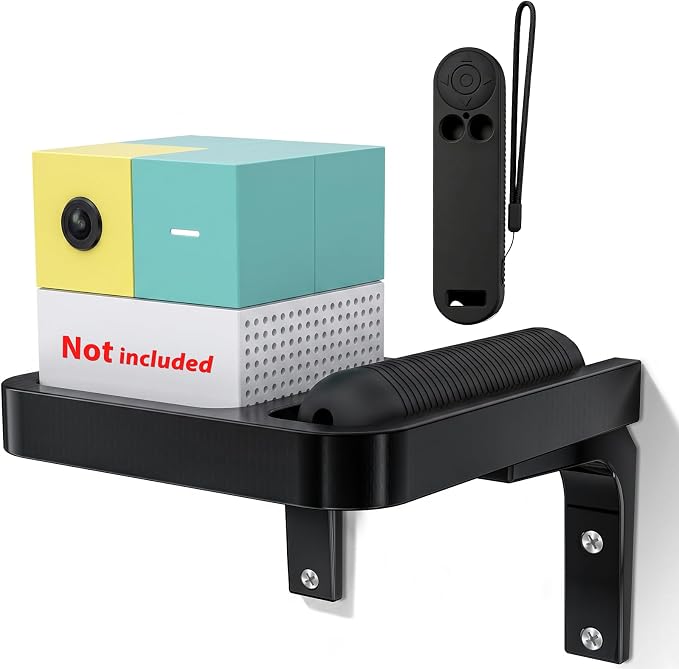 RIBOTS Wall Mounted Holder for Nex Playground Game System with Silicone Remote Case Cover, Wood Shelf for Console & Remote, 3-Step Easy Setup, Storage Organizer for Nex Playground Kids & Families