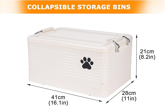 Dog Toy Basket Medium, Collapsible Pet Toy Organizer Box,Outdoor Dog Toy Bin,Waterproof Durable Plastic Bin for Toys, Leashes, and Accessories