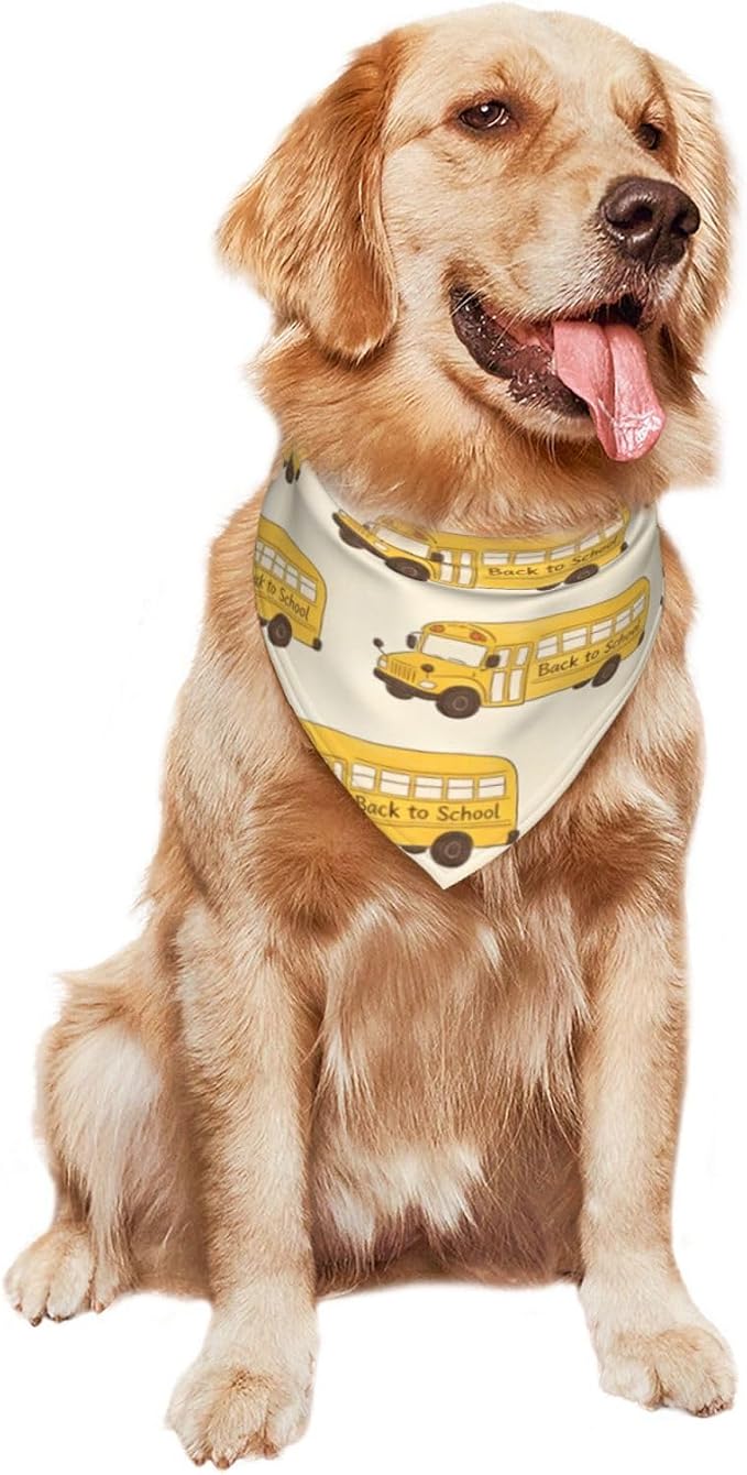 Teacher's Pet Dog Bandana,Funny Bandana Gift,Photo Prop Accessories for Dog Lovers Owner Gift,Triangle Reversible Fall Scarf, Adjustable (Yellow School Bus)