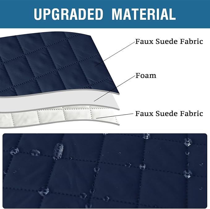 2 Pack Water Resistant Armrest Covers for Chairs and Sofas Couch Arm Covers for Sofa with 3 Pockets for Phone Sofa Arm Protector for Pets, Cats (Navy)