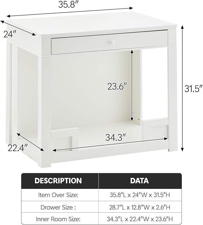 OFCASA Indoor Dog House Furniture for Small/Medium Dogs with Storage Drawers, 35.8 x 24 x 31.5 Inch Multi-Functional Stylish Dog Kennel Furniture as TV Stand & End Table (Without Pad)