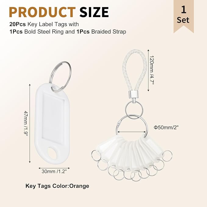 PATIKIL Key Tags with Labels, Key Organizer Keychain Markers Tags Holder with Bold Steel Ring and Braided Strap for Office