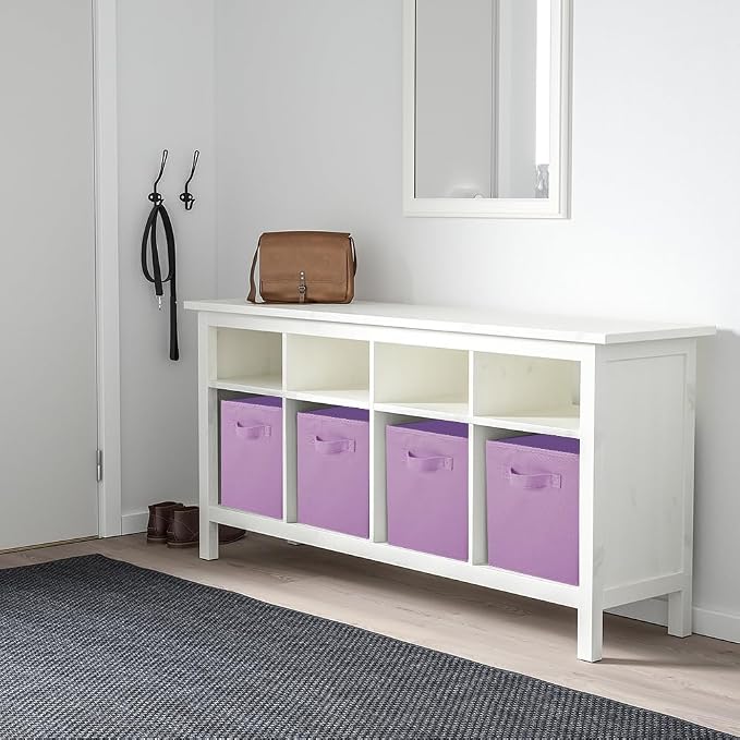 PowerKing Collapsible Storage Cubes, Farbic Storage Bins, Purple, 2 Pack | Sturdy, Lightweight, Easy Pull Handle, Closet & Shelf Organizer, Clothes and Toys Storage, 10.5'' x 11'' x 10.5''