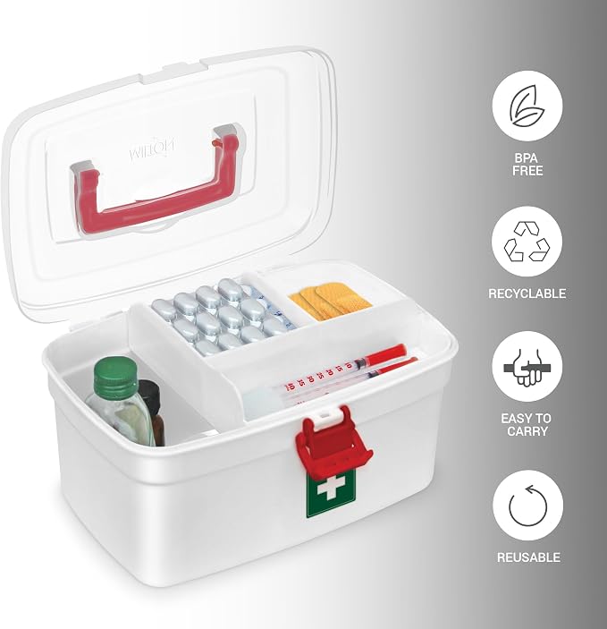 Milton First Aid Box Set of 2, Medical Storage Box for Medicines, Empty | Milton Medicine Storage Box Set of 2, First Aid Box for Medication, Empty