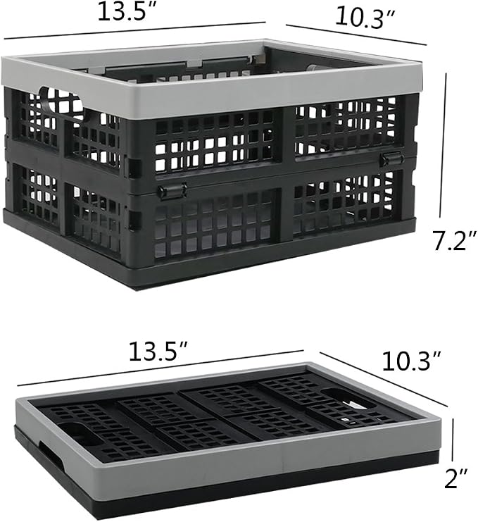16-Liter Collapsible Storage Crates/Folding Milk Basket, Set of 2 | Stackable Storage Container
