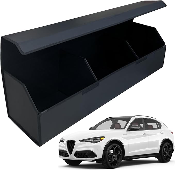 Car Trunk Organizer for For Alfa Romeo Stelvio - Custom Fit,Large Space Outdoor Trunk Organizer with Leather,Hook and Loop Fastener,4-Layer Cover,For Alfa Romeo Stelvio 2018-2025