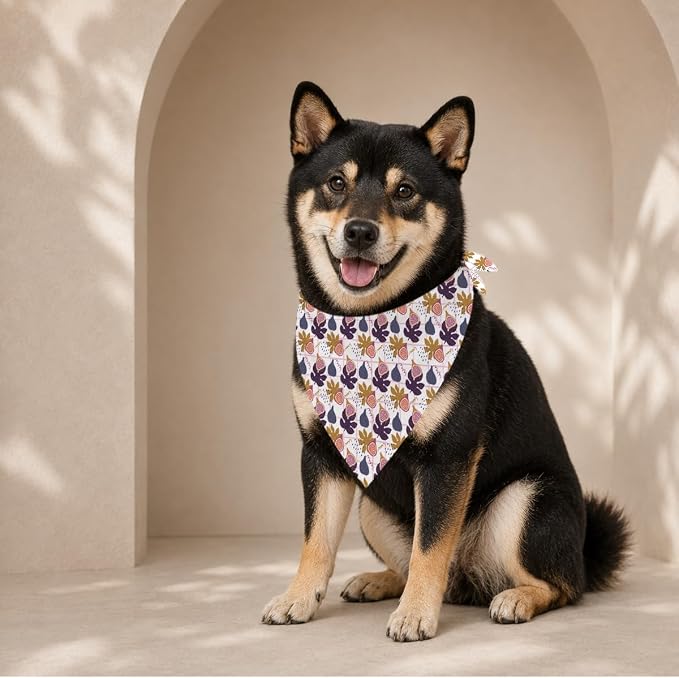 Fig Dog Bandana, Fruit Pattern Pet Triangle Scarf for Small Medium Dogs, Cute Puppy Bandana for Daily Wear Walks Picnic Birthday Party Family Photos