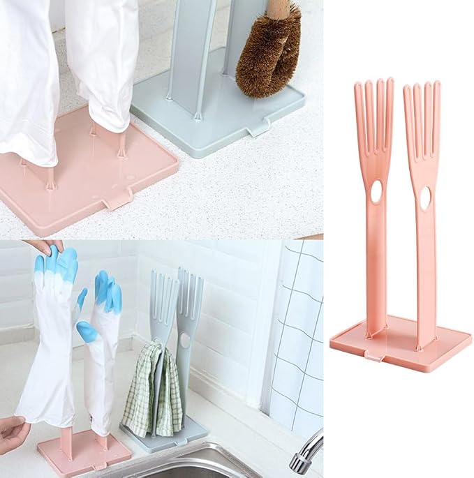 2 Pack Household Gloves Holder Rack Organizer Household Cleaning Glove Drying Rack for Rubber Kitchen Dishwashing Gloves Reusable Pet Grooming Brush with Long Sleeve Waterproof Glove