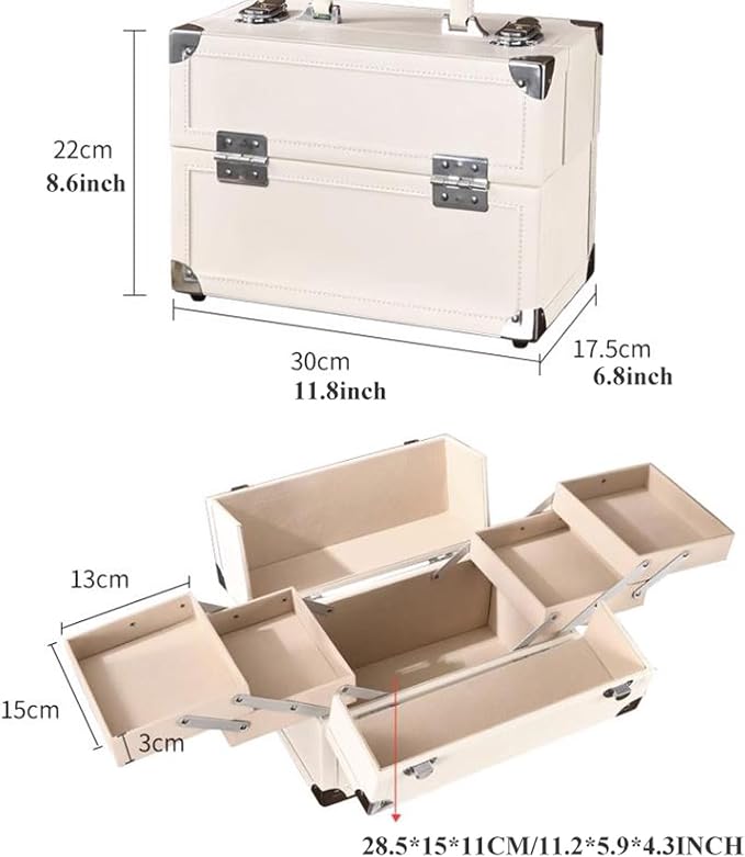 Makeup Organizer Portable Multi-Function Make Up Case, Dustproof Cosmetic Storage Box, Cosmetics Organizer Skin Care Products Jewelry Organizer Case Box for Bedroom Bathroom Desktop Travel Cosmetic Di