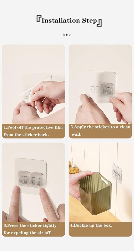 Lae Nuvole 2 Pack Adhesive Wall Storage Bins, Cabinet Door Organizer, Clear | 4 Adhesive Pads, No Drill, Renter Friendly, BPA-Free PET, Stackable; for Fridge, Kitchen, Bathroom, Countertops, Pantry